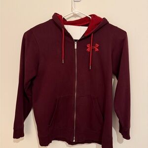 Under Armour Red and Brown Fleece Hoodie